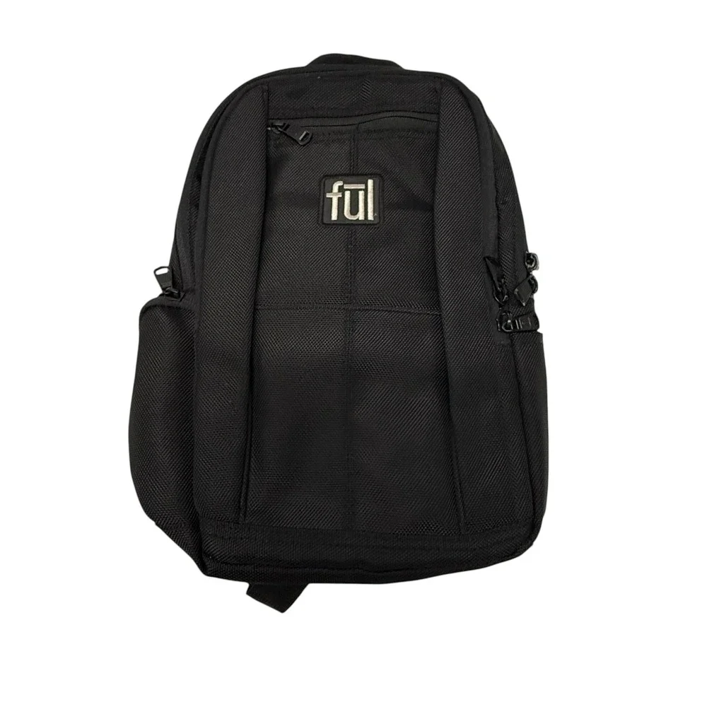 Ful Black Ballistic Nylon Backpack Multi Pocket Padded Straps Commuter Bag